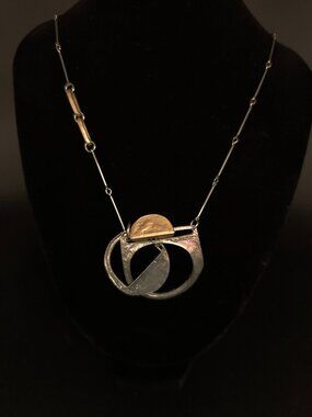 Anne Marie Chagnon Brutalist two tone Metal Pendant Necklace